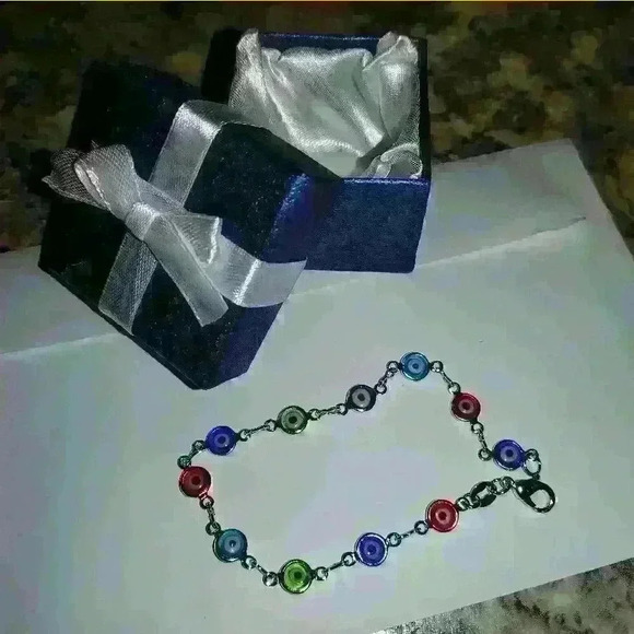 Women's Gold Red And Blue Tiger Eye Ankle Bracelet. New - Picture 12 of 13